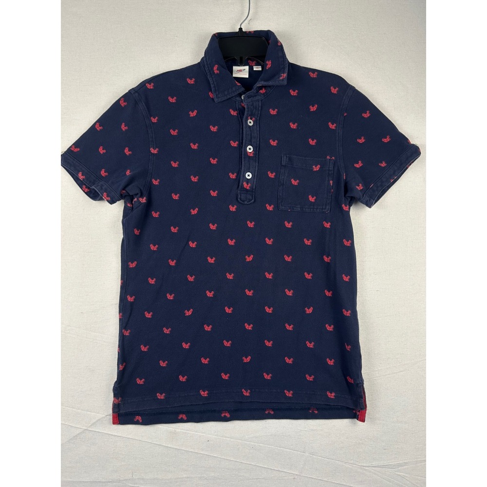 Uniqlo Michael Bastian Men Navy Blue Red Squirrel Print Polo Shirt Small 129877